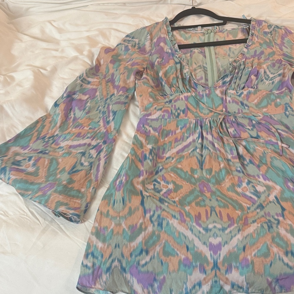 Guess by Marciano Pastel Patterned Silk Mini Dress - Picture 5 of 9